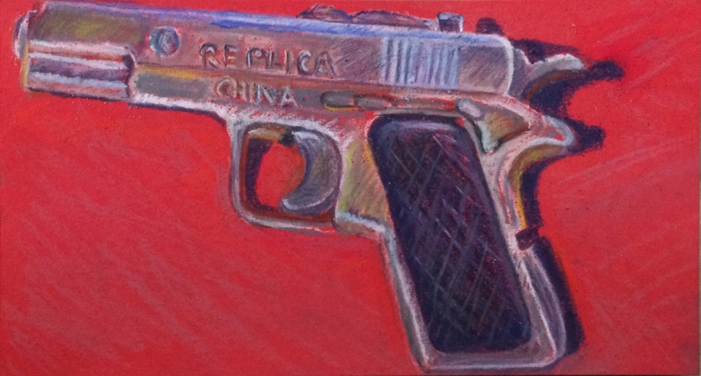 Study for American Still Life, Replica, pastel, 4.75″ x 2.75″, 2016, Copyright Hilary Zaloom