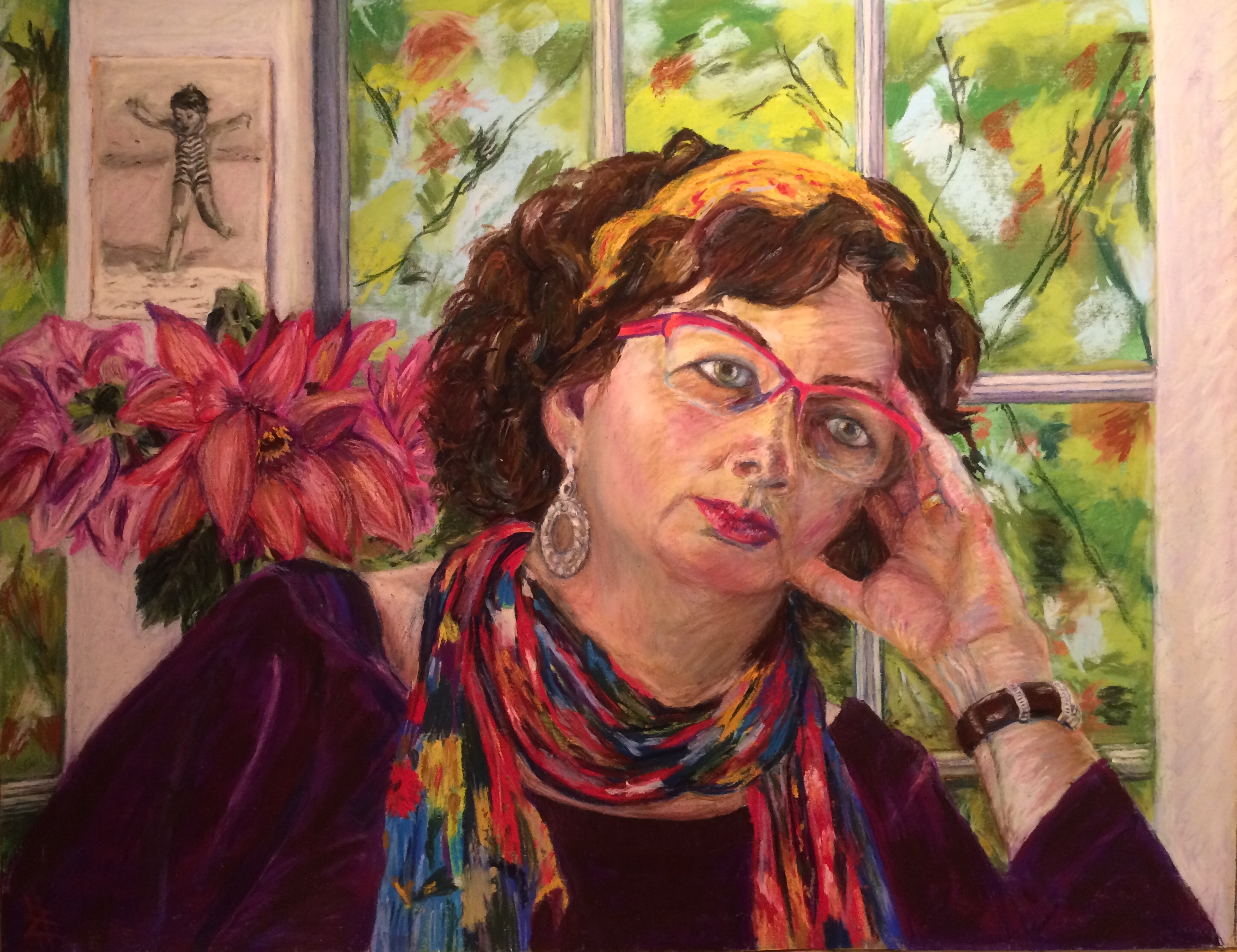 Self-Portrait , 2017, pastel, 16 3/4" x 21 1/2"